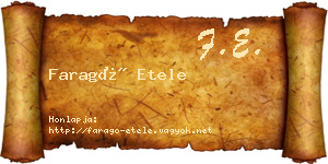 Faragó Etele névjegykártya